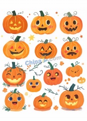 可爱南瓜灯万圣节合集矢量素材