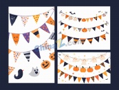 万圣节旗帜合集矢量素材