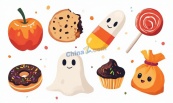 万圣节甜点零食合集矢量素材