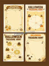 万圣节寻宝地图合集矢量素材