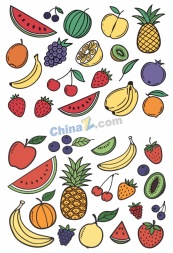 色彩缤纷新鲜水果矢量素材