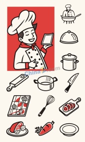 厨师烹饪元素矢量插图素材