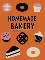 复古手绘烘焙甜点菜单矢量模板