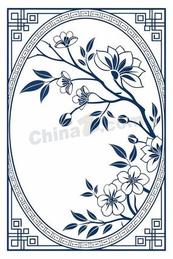 青花瓷花卉纹样边框矢量素材
