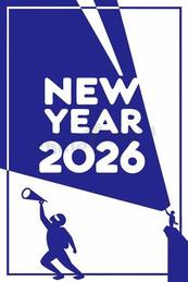 2026新年蓝白剪影创意矢量素材