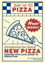 极简线条披萨餐厅菜单矢量模板