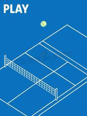 蓝色极简网球运动海报矢量模板