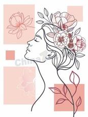 三八妇女节唯美女性插画矢量模板