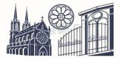 哥特式教堂建筑矢量模板插画