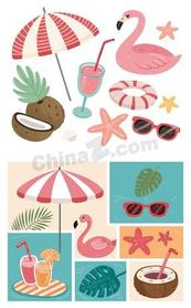 清爽夏日海滩度假合集矢量素材