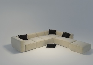 七字形多人沙发3D模型