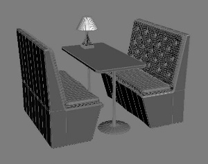 四人卡座沙发3D设计