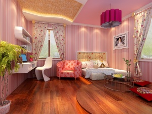 粉色的少女卧室3D模型