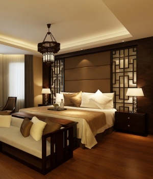 中式卧室家居模型