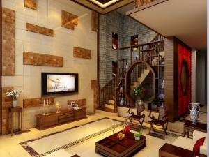 中国风别墅客厅模型