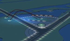 湿地鸟瞰夜景3D模型