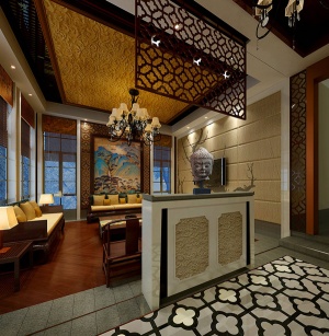 中式家装客厅模型效果图