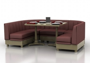 餐厅沙发雅座模型设计