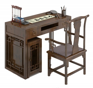 中式古典书桌模型设计