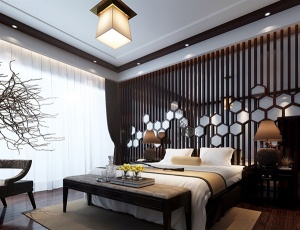 现代中国风创意卧室模型