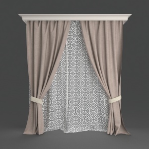 素色窗帘3D模型设计