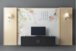 中式电视背景墙3D模型