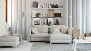 现代白色简约客厅装饰模型