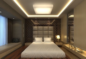 酒店双人床卧室模型