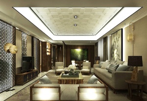 现代中式客厅模型设计