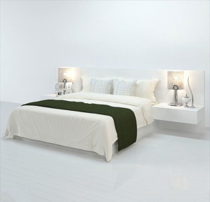 白色卧室双人床3D模型