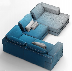 现代转角布艺沙发3D模型