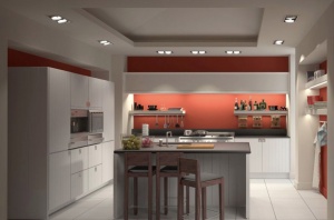 开放式厨房3D效果图