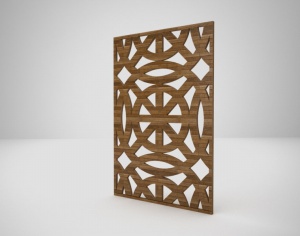 镂空木质屏风3D模型