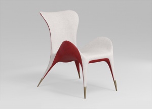 红白撞色靠椅模型设计