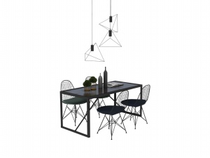时尚黑色餐桌椅模型设计