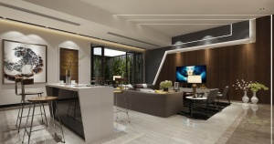 现代客厅3D模型效果图设计
