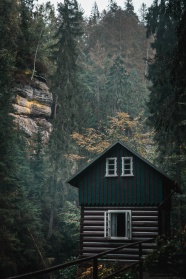 深山中的小木屋的图片