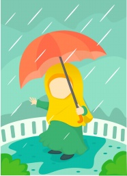 下雨天撑伞卡通图片