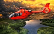 红色直升飞机图片