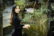 黑色旗袍美女写真图片