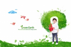 绿色地球PSD人物海报设计