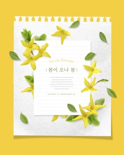 黄色春季花朵海报