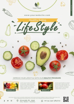 绿色健康果蔬PSD海报模板