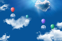css3空中飘浮的气球动画特效