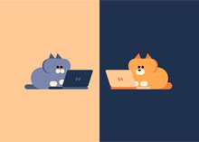 CSS3猫和狗电脑聊天动画特效