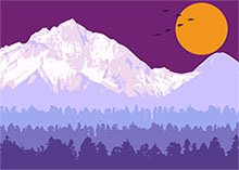 HTML5 SVG雪山树林场景特效