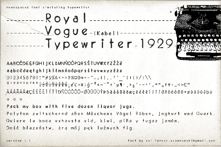 Royal Vogue Typewriter 1929字体 1