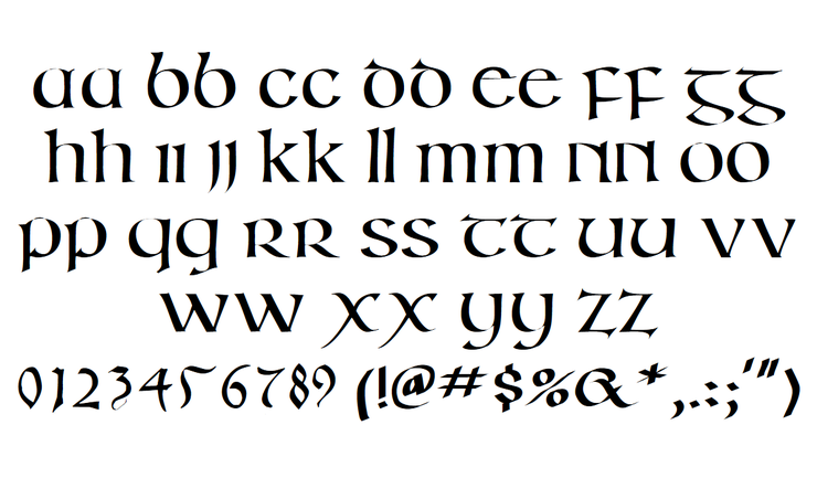 Irish Unci Alphabet字体 2