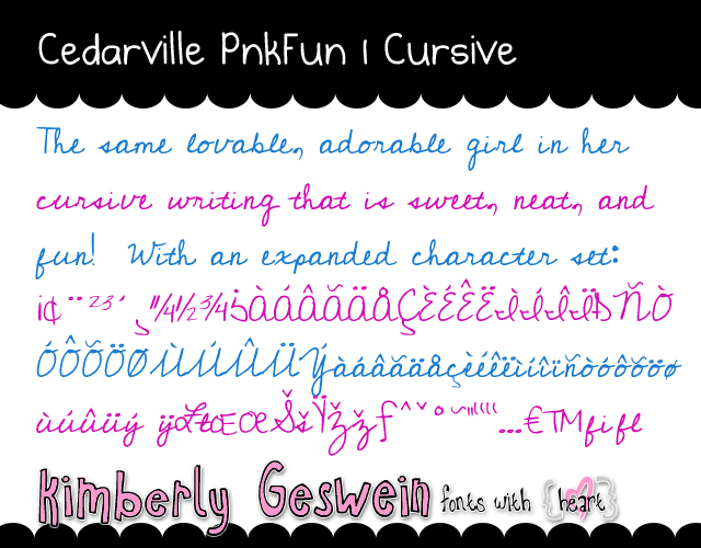 Cedarville Pnkfun1 Cursive字体 1