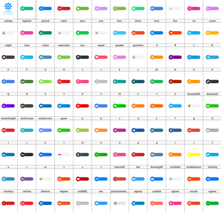 Botons Social Color字体 1